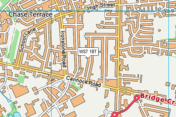 WS7 1BT map - OS VectorMap District (Ordnance Survey)