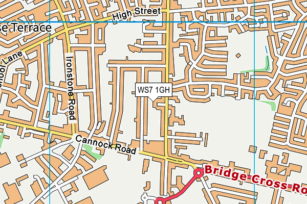 WS7 1GH map - OS VectorMap District (Ordnance Survey)