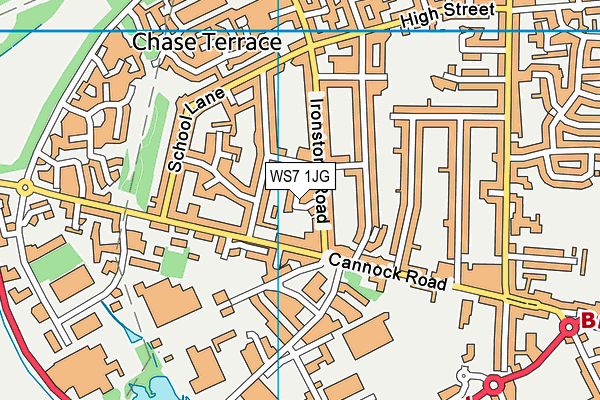 WS7 1JG map - OS VectorMap District (Ordnance Survey)