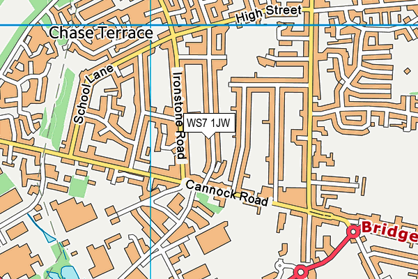 WS7 1JW map - OS VectorMap District (Ordnance Survey)