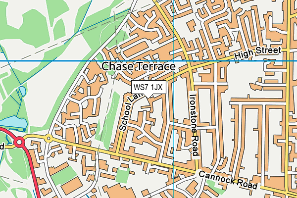WS7 1JX map - OS VectorMap District (Ordnance Survey)