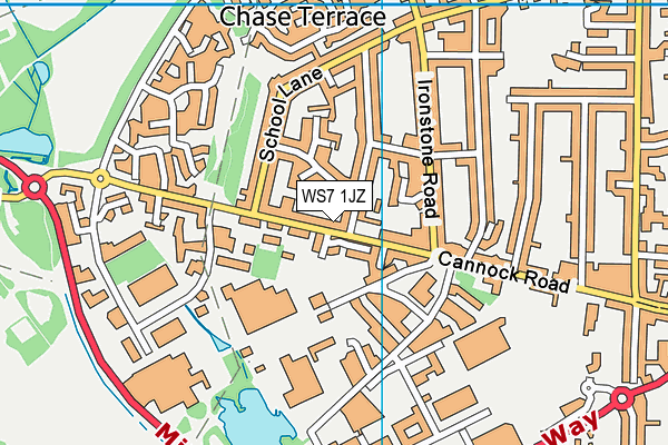 WS7 1JZ map - OS VectorMap District (Ordnance Survey)
