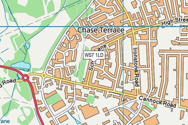 WS7 1LD map - OS VectorMap District (Ordnance Survey)