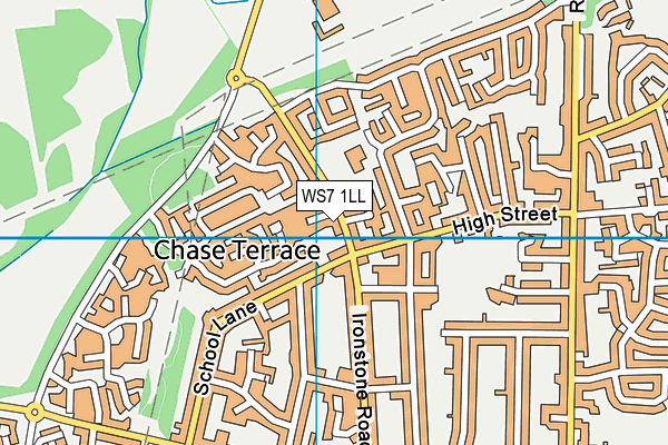 WS7 1LL map - OS VectorMap District (Ordnance Survey)