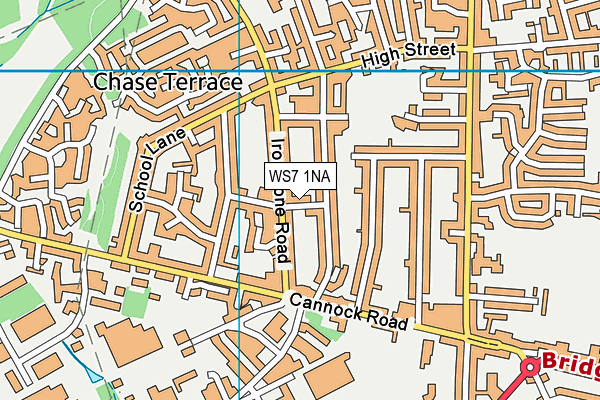 WS7 1NA map - OS VectorMap District (Ordnance Survey)