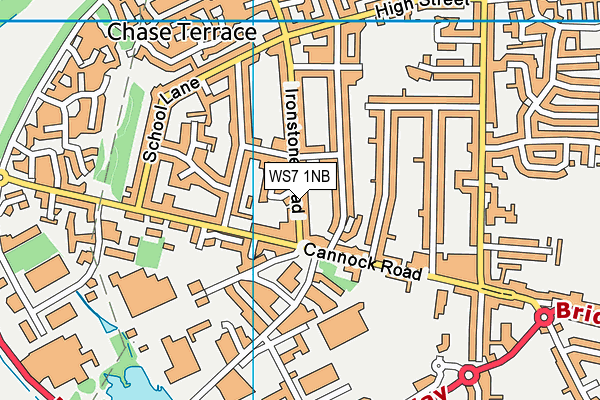 WS7 1NB map - OS VectorMap District (Ordnance Survey)