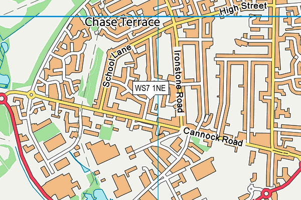 WS7 1NE map - OS VectorMap District (Ordnance Survey)