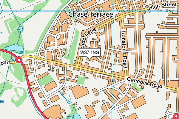 WS7 1NG map - OS VectorMap District (Ordnance Survey)
