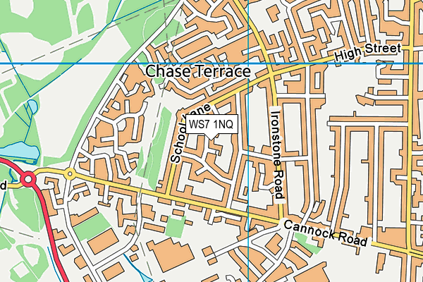 WS7 1NQ map - OS VectorMap District (Ordnance Survey)