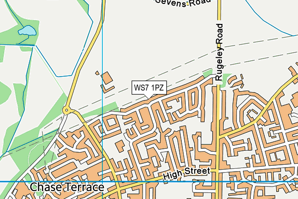 WS7 1PZ map - OS VectorMap District (Ordnance Survey)