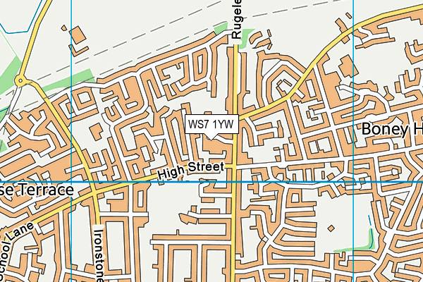 WS7 1YW map - OS VectorMap District (Ordnance Survey)