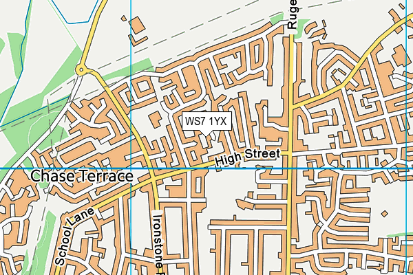 WS7 1YX map - OS VectorMap District (Ordnance Survey)