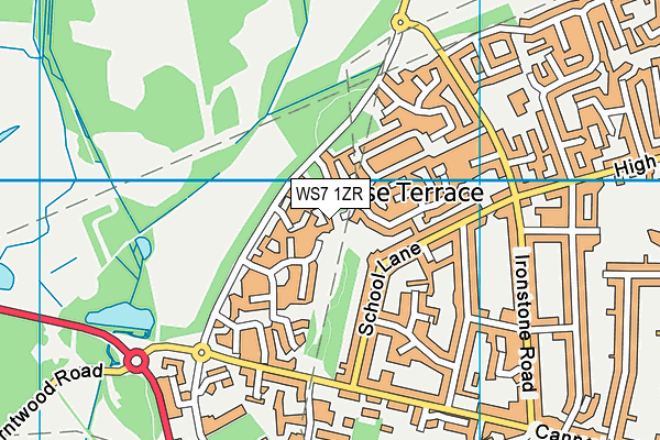WS7 1ZR map - OS VectorMap District (Ordnance Survey)