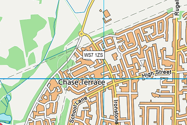 WS7 1ZS map - OS VectorMap District (Ordnance Survey)