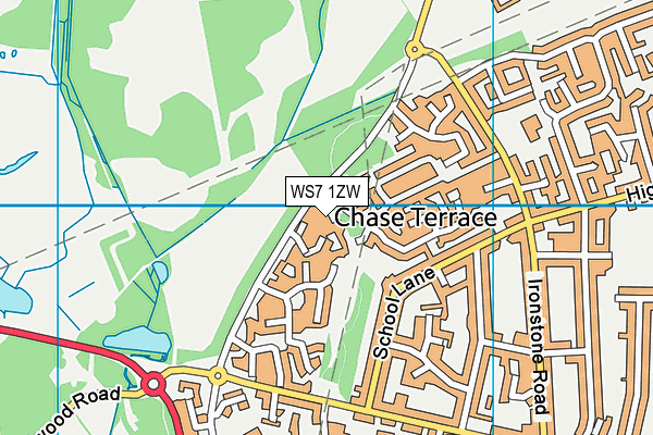 WS7 1ZW map - OS VectorMap District (Ordnance Survey)