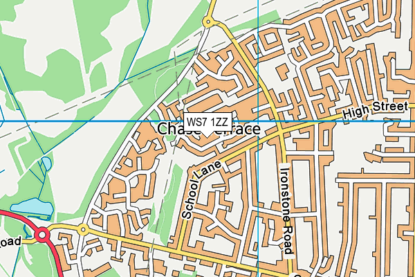WS7 1ZZ map - OS VectorMap District (Ordnance Survey)