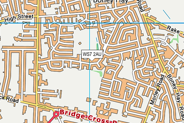 WS7 2AU map - OS VectorMap District (Ordnance Survey)