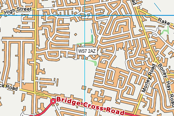 WS7 2AZ map - OS VectorMap District (Ordnance Survey)