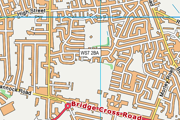 WS7 2BA map - OS VectorMap District (Ordnance Survey)