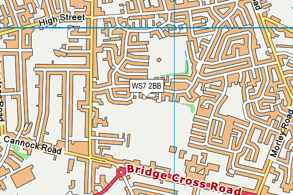 WS7 2BB map - OS VectorMap District (Ordnance Survey)