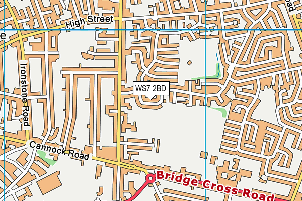 WS7 2BD map - OS VectorMap District (Ordnance Survey)