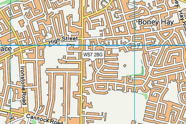 WS7 2BG map - OS VectorMap District (Ordnance Survey)