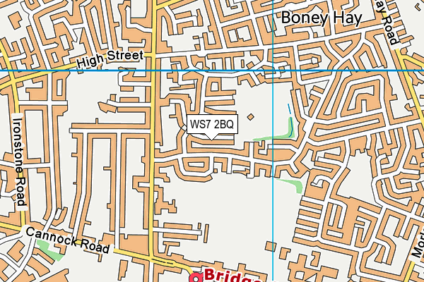 WS7 2BQ map - OS VectorMap District (Ordnance Survey)