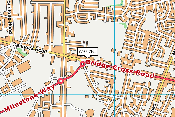 WS7 2BU map - OS VectorMap District (Ordnance Survey)