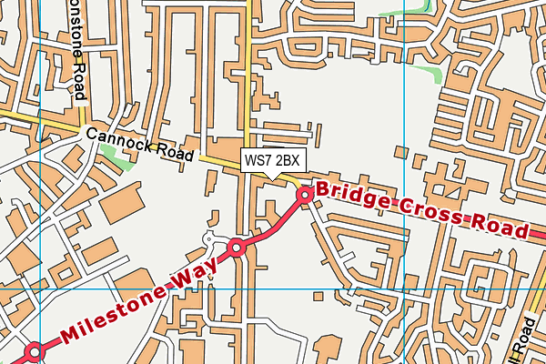 WS7 2BX map - OS VectorMap District (Ordnance Survey)
