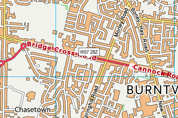 WS7 2BZ map - OS VectorMap District (Ordnance Survey)