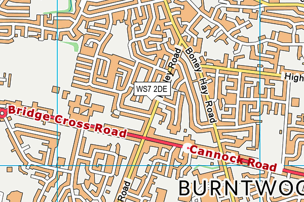 WS7 2DE map - OS VectorMap District (Ordnance Survey)