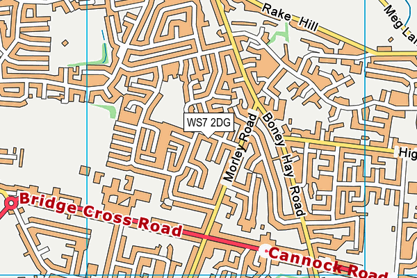 WS7 2DG map - OS VectorMap District (Ordnance Survey)