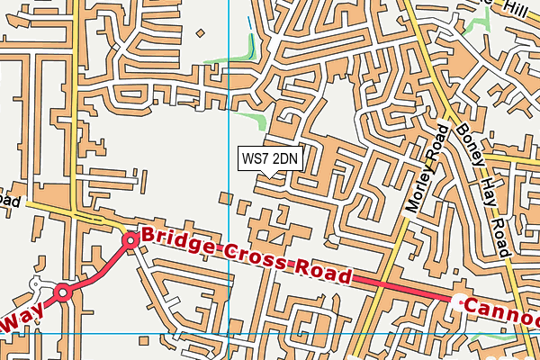 WS7 2DN map - OS VectorMap District (Ordnance Survey)