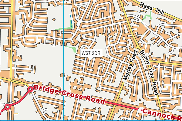 WS7 2DR map - OS VectorMap District (Ordnance Survey)