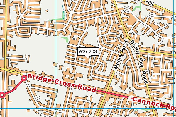 WS7 2DS map - OS VectorMap District (Ordnance Survey)