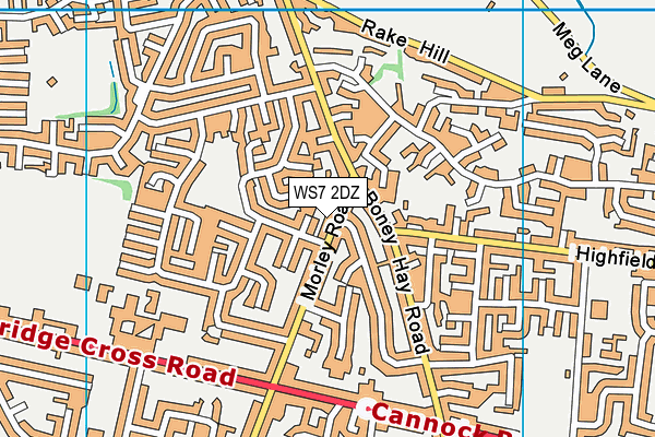 WS7 2DZ map - OS VectorMap District (Ordnance Survey)
