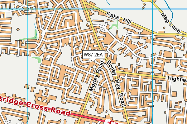WS7 2EA map - OS VectorMap District (Ordnance Survey)
