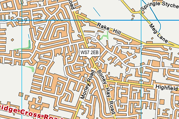 WS7 2EB map - OS VectorMap District (Ordnance Survey)