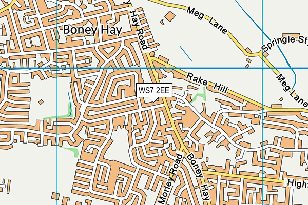 WS7 2EE map - OS VectorMap District (Ordnance Survey)