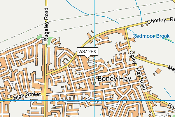 WS7 2EX map - OS VectorMap District (Ordnance Survey)