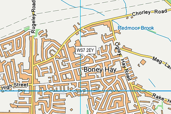 WS7 2EY map - OS VectorMap District (Ordnance Survey)