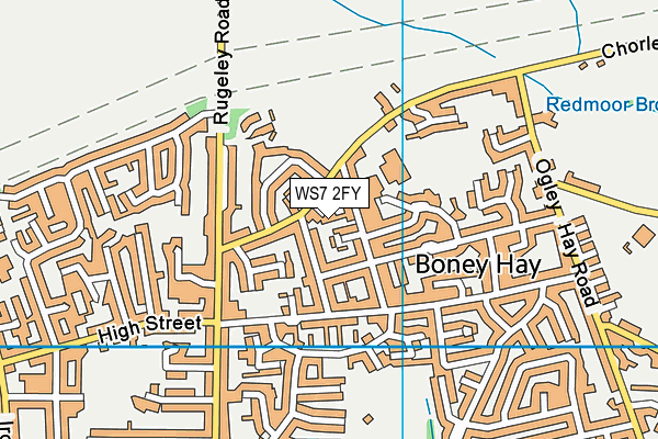 WS7 2FY map - OS VectorMap District (Ordnance Survey)