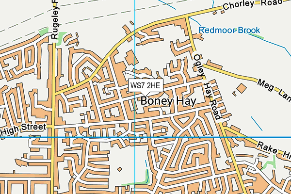 WS7 2HE map - OS VectorMap District (Ordnance Survey)