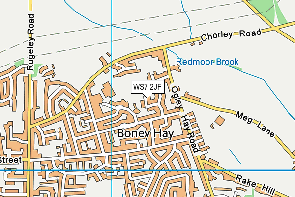 WS7 2JF map - OS VectorMap District (Ordnance Survey)