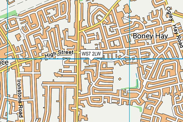 WS7 2LW map - OS VectorMap District (Ordnance Survey)