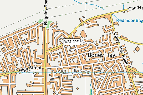 WS7 2PE map - OS VectorMap District (Ordnance Survey)