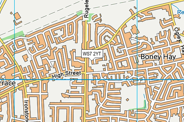 WS7 2YT map - OS VectorMap District (Ordnance Survey)