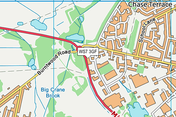 WS7 3GF map - OS VectorMap District (Ordnance Survey)