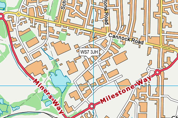 WS7 3JH map - OS VectorMap District (Ordnance Survey)