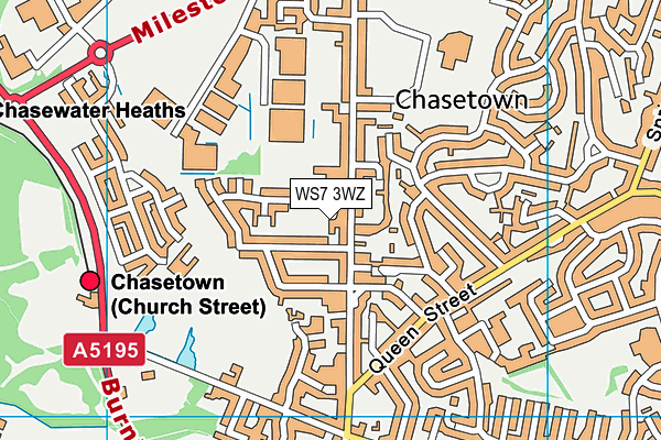 WS7 3WZ map - OS VectorMap District (Ordnance Survey)